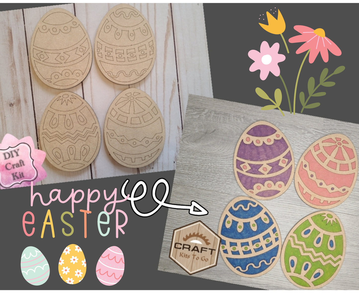 Set of 4 Decorative Easter Eggs | #2566