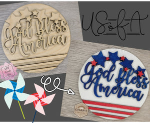 God Bless America | 4th of July Decor | Summer Crafts | DIY Craft Kits | Paint Party Supplies | #2922