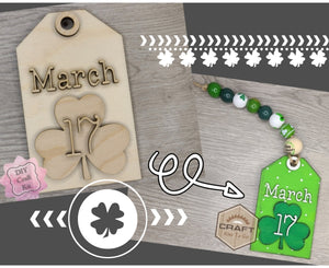 St. Patrick's Day Tag March 17th DIY Craft Kit Paint Party Kit #3656 Multiple Sizes Available - Unfinished Wood Cutout Shapes