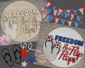 Freedom & Flip Flops | USA | America | 4th of July Crafts | Summer Crafts | DIY Craft Kits | Paint Party Supplies | #3679