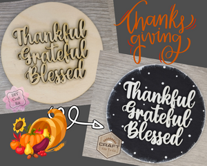 Grateful Thankful Blessed | Thanksgiving Crafts | DIY Craft Kits | Paint Party Supplies #3643