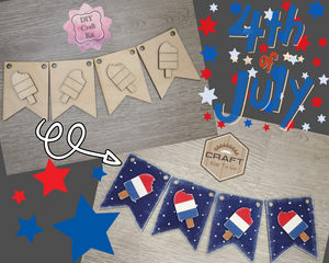 4th of July | Patriotic | 4th of July Decor | Patriotic Crafts | USA Bunting | Banner | DIY Craft Kits | Paint Party Supplies | #3687
