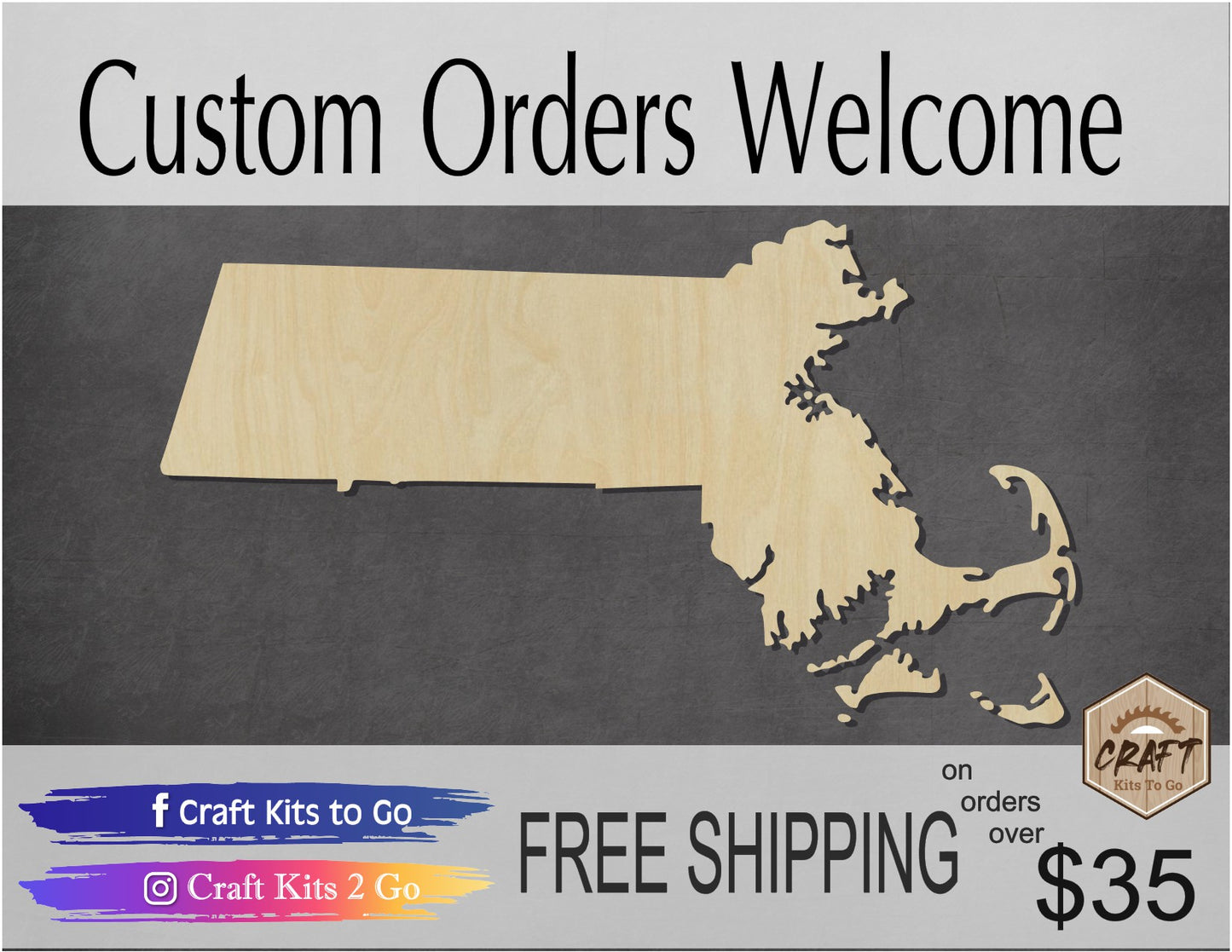Massachusetts State wood shape wood cutouts State Cutouts DIY Paint kit #1732 - Multiple Sizes Available - Unfinished Wood Cutout Shapes
