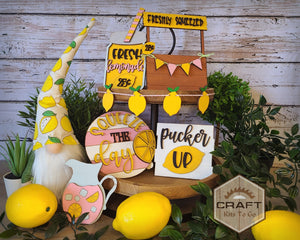 Lemon Tier Tray | Lemonade | Summer Tier Tray | Summer Decor | Summertime | Summer Crafts | DIY Craft Kits | Paint Party Supplies | #10005