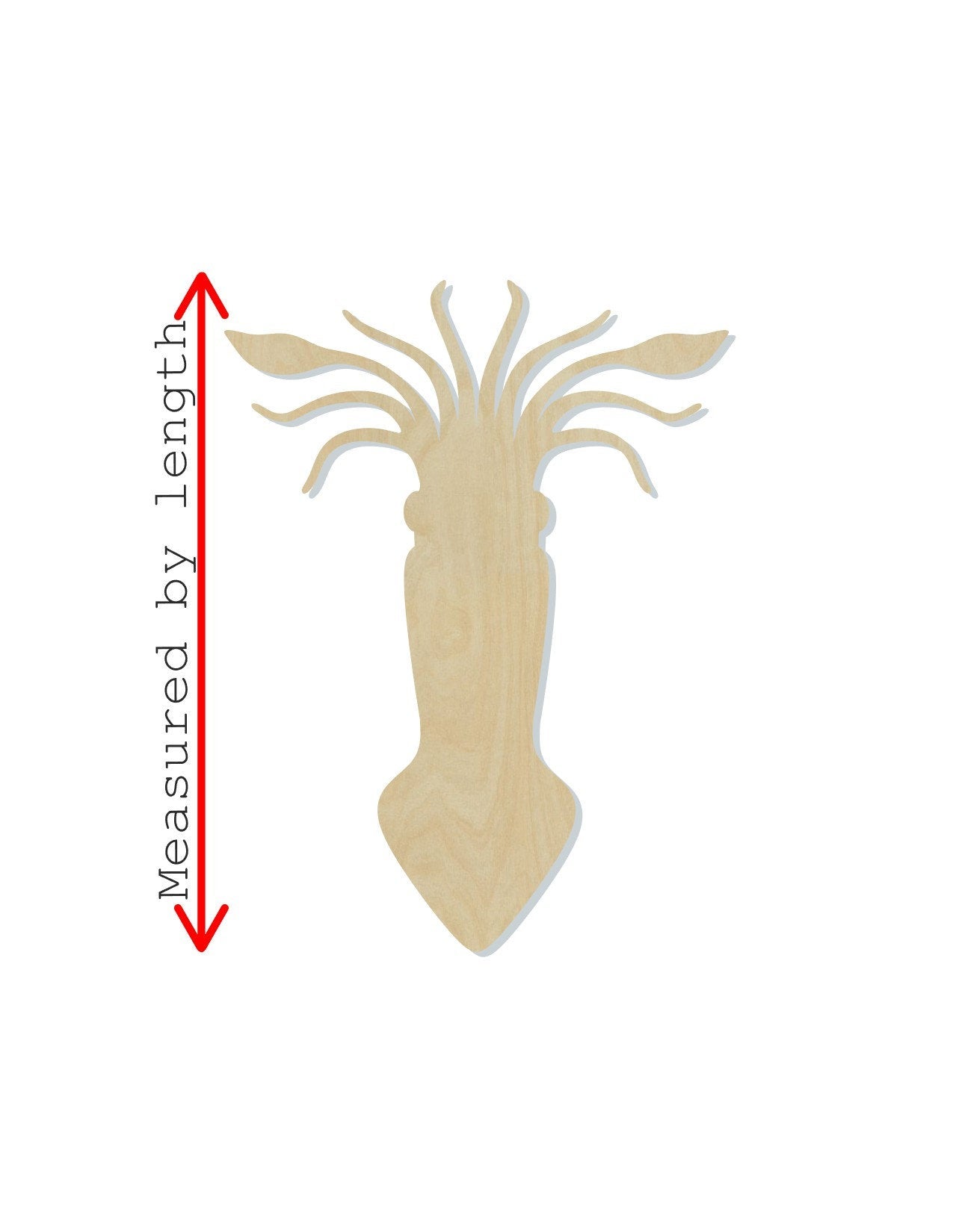Squid wood shape wood cutouts Ocean animals Sea life Beach DIY paint kit #2050 - Multiple Sizes Available - Unfinished Wood Cutout Shapes