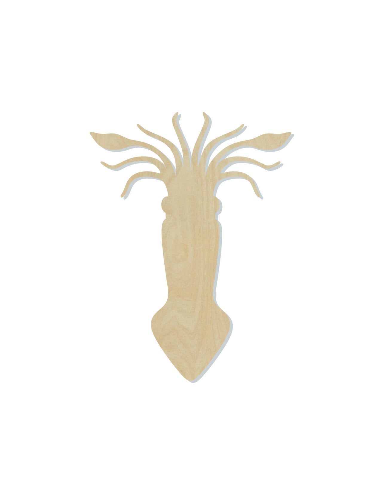 Squid wood shape wood cutouts Ocean animals Sea life Beach DIY paint kit #2050 - Multiple Sizes Available - Unfinished Wood Cutout Shapes