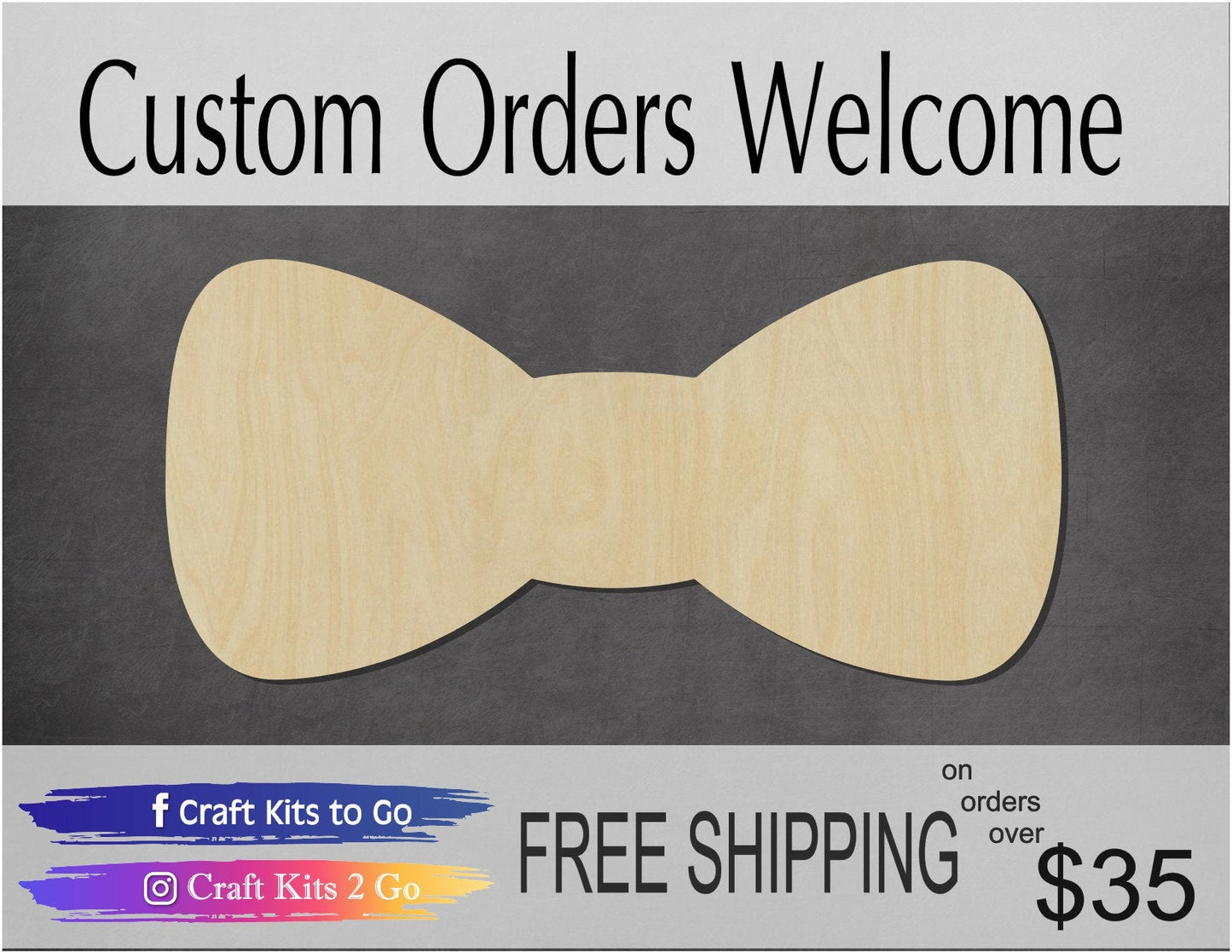 Bow Cutout #1004 - Multiple Sizes Available - Unfinished Wood Cutout Shapes