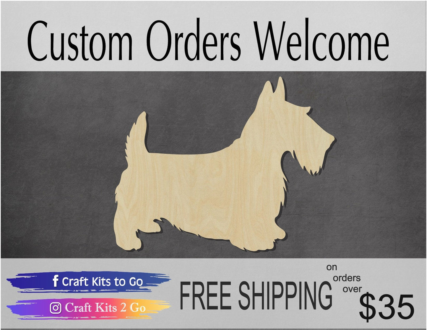 Scottish Terrier Dog Scotty Dog Wood Cutout #1025 - Multiple Sizes Available - Unfinished Wood Cutout Shapes