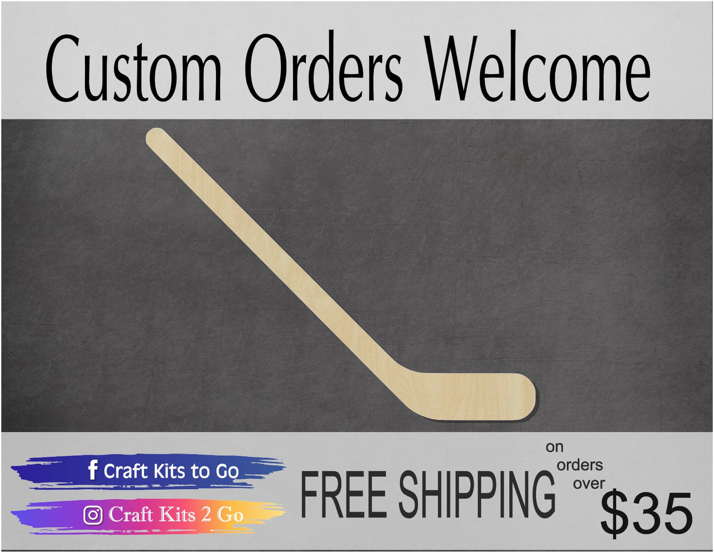 Hockey Stick Blank Hockey Stick cutout #1068 - Multiple Sizes Available - Unfinished Wood Cutout Shapes
