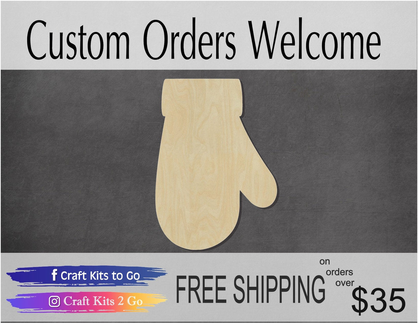Snow Glove Blank winter snowing snow cutout #1098 - Multiple Sizes Available - Unfinished Wood Cutout Shapes