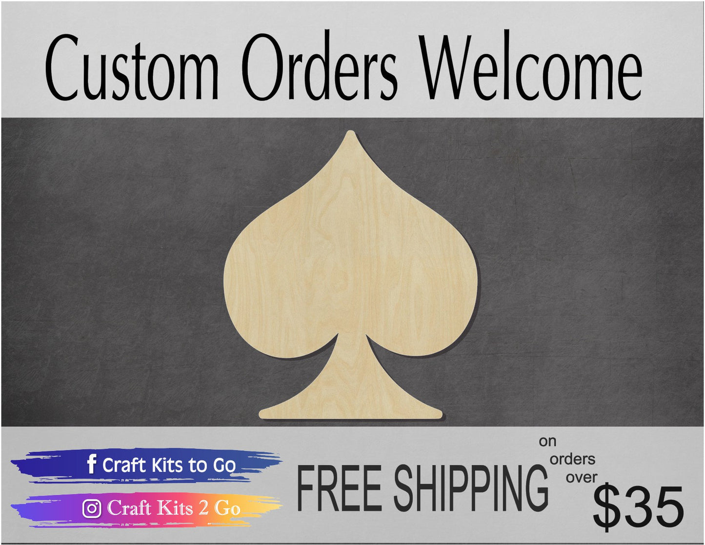 Spade Blank cards game #1101 - Multiple Sizes Available - Unfinished Wood Cutout Shapes