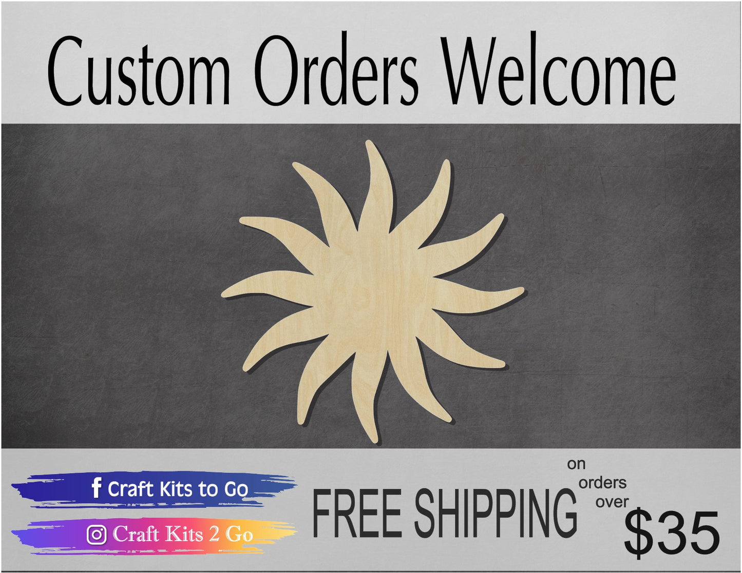 Sunshine blank summer summertime hot #1102 - Multiple Sizes Available - Unfinished Wood Cutout Shapes