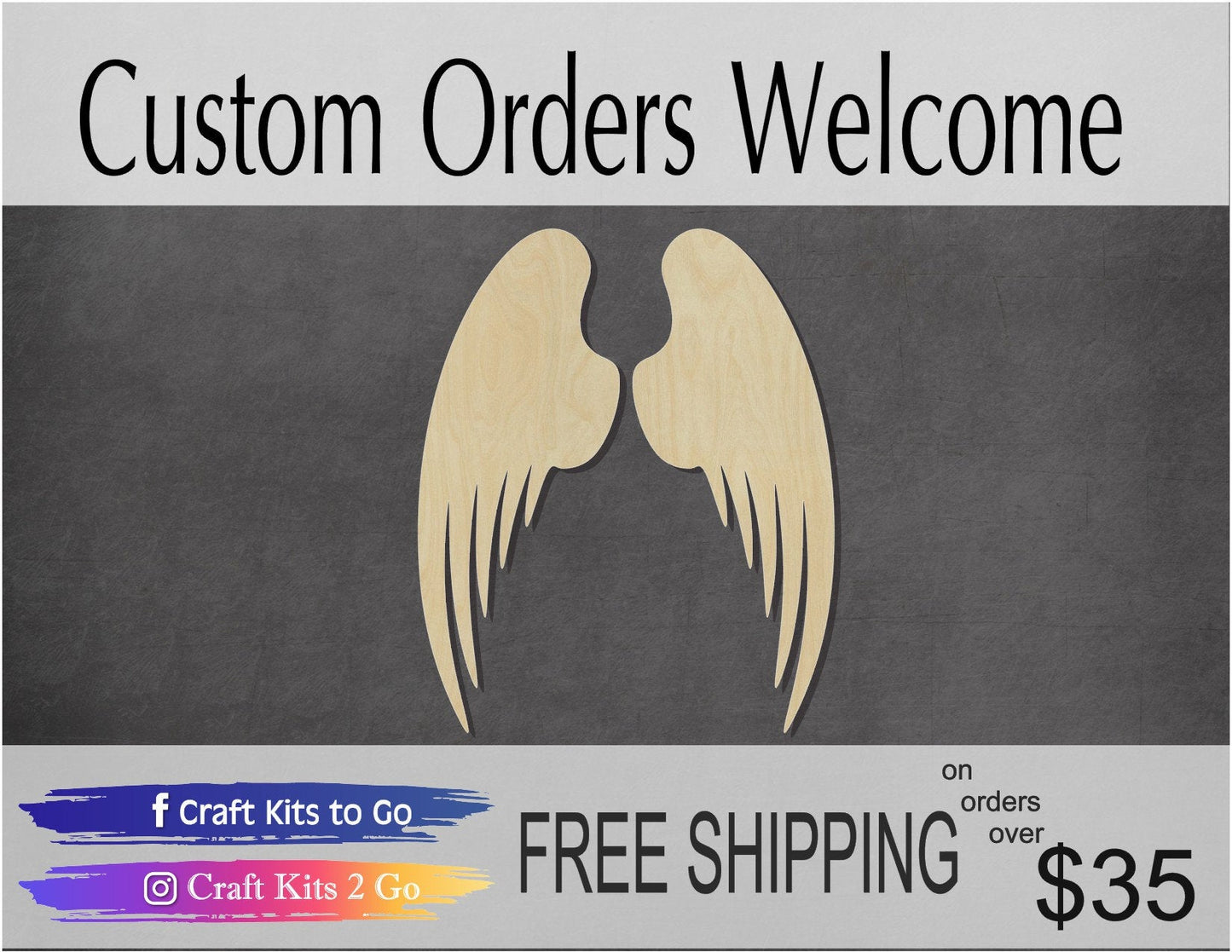 Angel Wings Blank Cutout heaven religion look over me #1125 - Multiple Sizes Available - Unfinished Wood Cutout Shapes