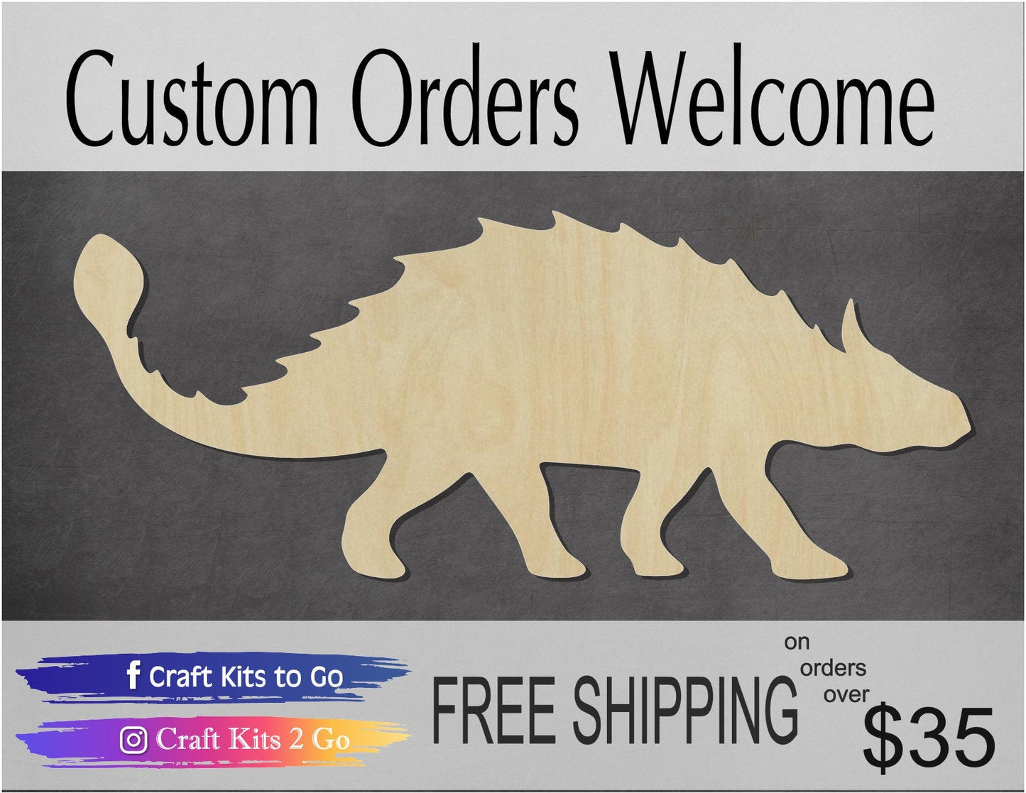 Anklosarurus Blank Dinosaur animal cutouts #1127 - Multiple Sizes Available - Unfinished Wood Cutout Shapes