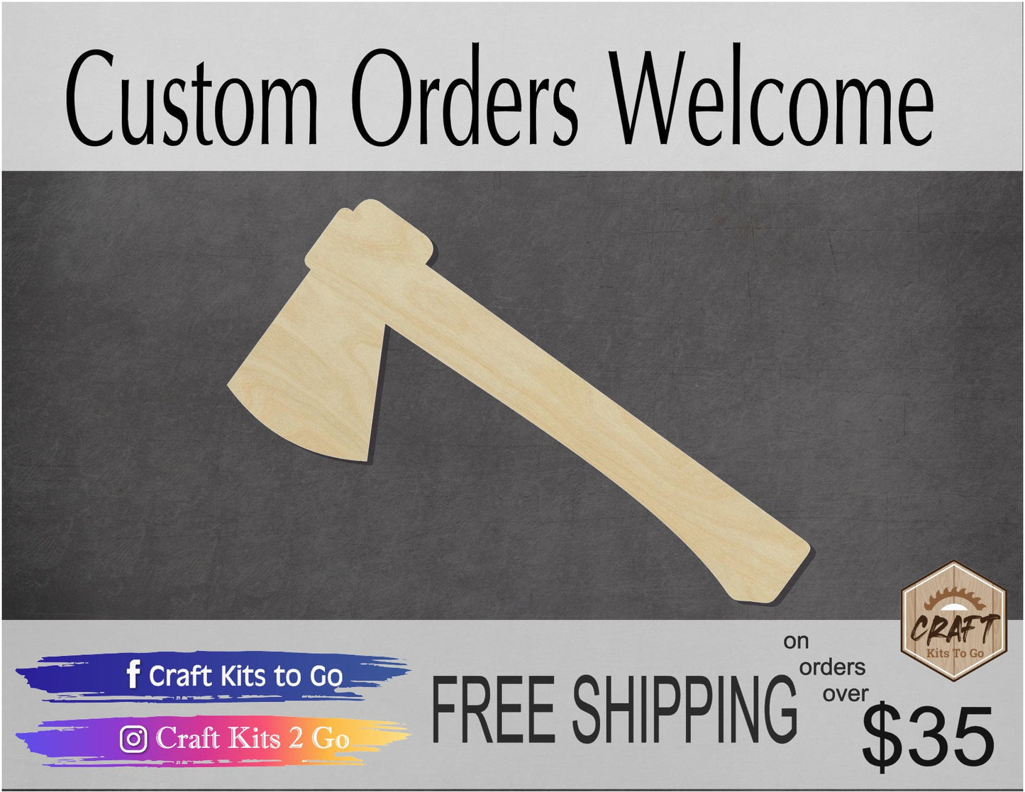 Axe Cutout blank logger wood cutting #1134 - Multiple Sizes Available - Unfinished Wood Cutout Shapes