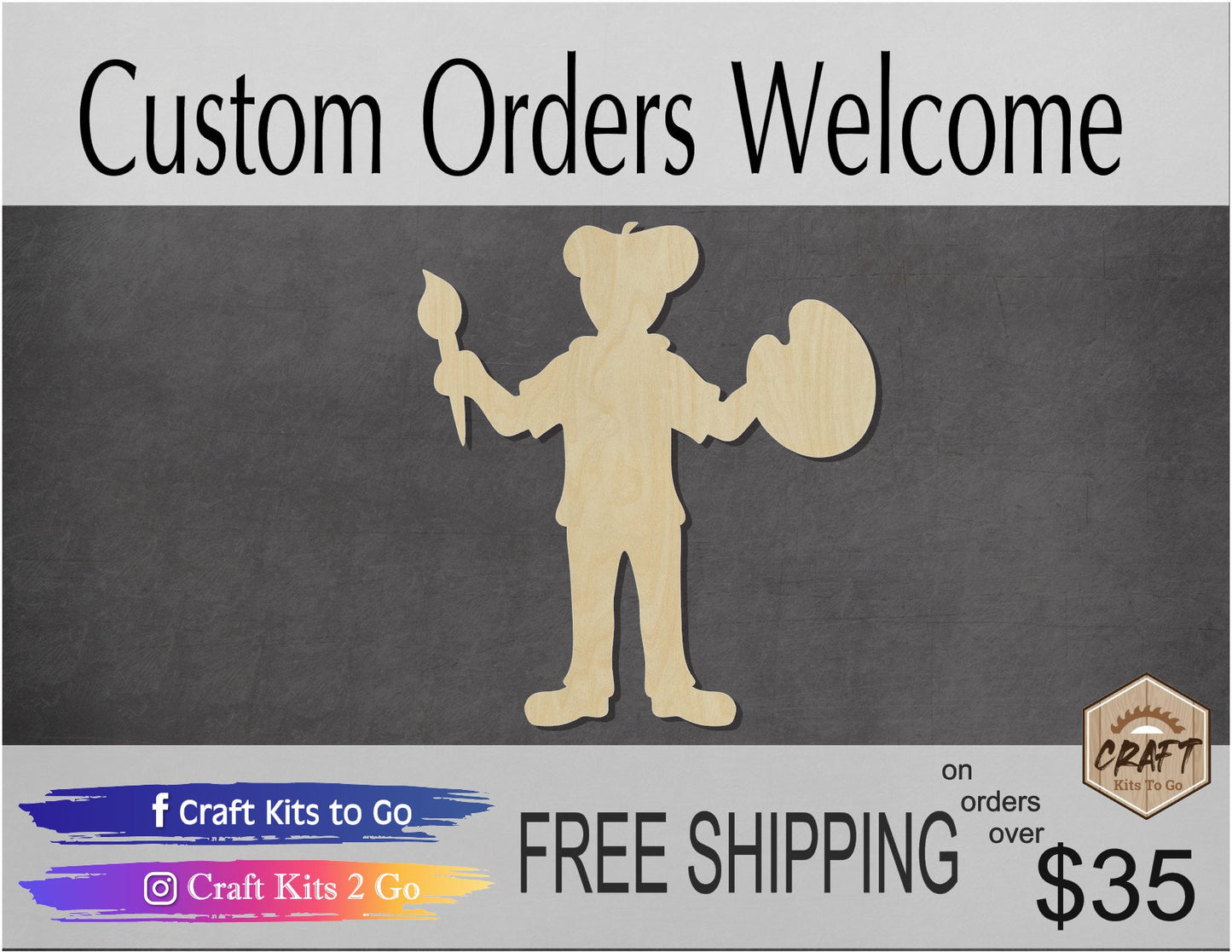 Artist Blank cutout colorful artwork #1137 - Multiple Sizes Available - Unfinished Wood Cutout Shapes