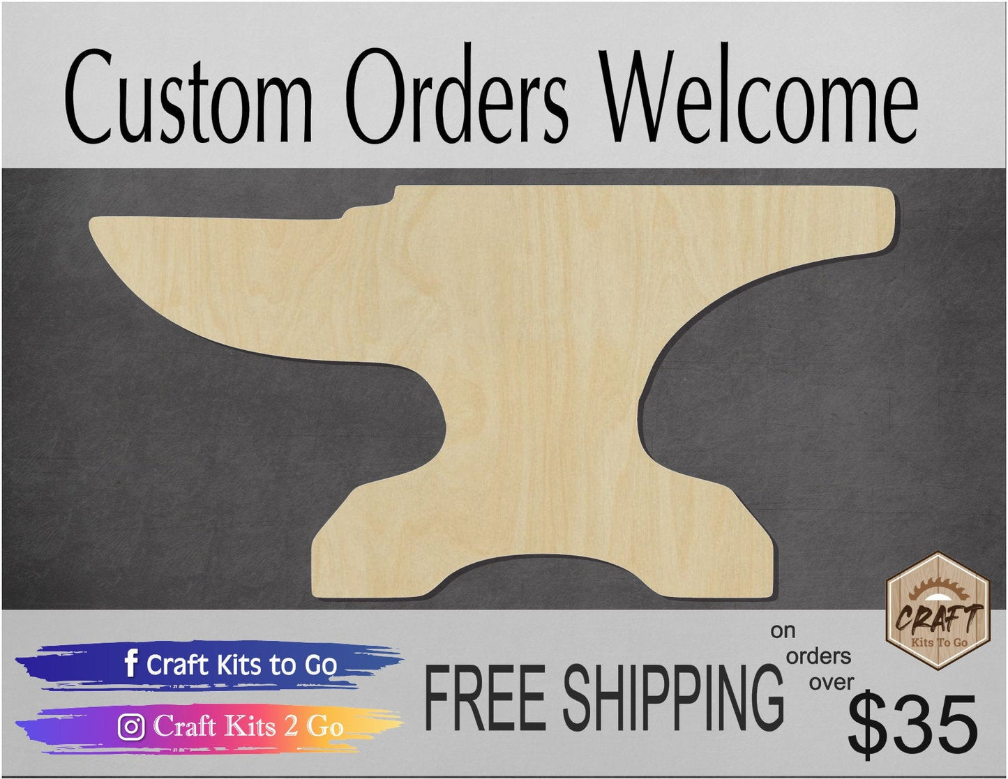 Anvil blank wood cutout wood work metal work #1161 - Multiple Sizes Available - Unfinished Wood Cutout Shapes