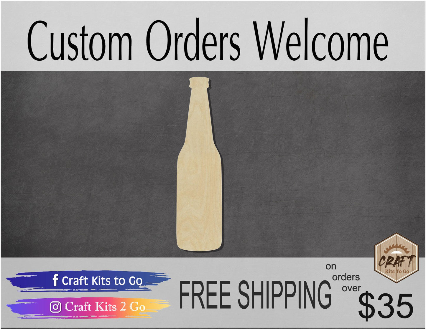Beer Bottle Wood Cutout blank Good Times Beers Up #1175 - Multiple Sizes Available - Unfinished Wood Cutout Shapes