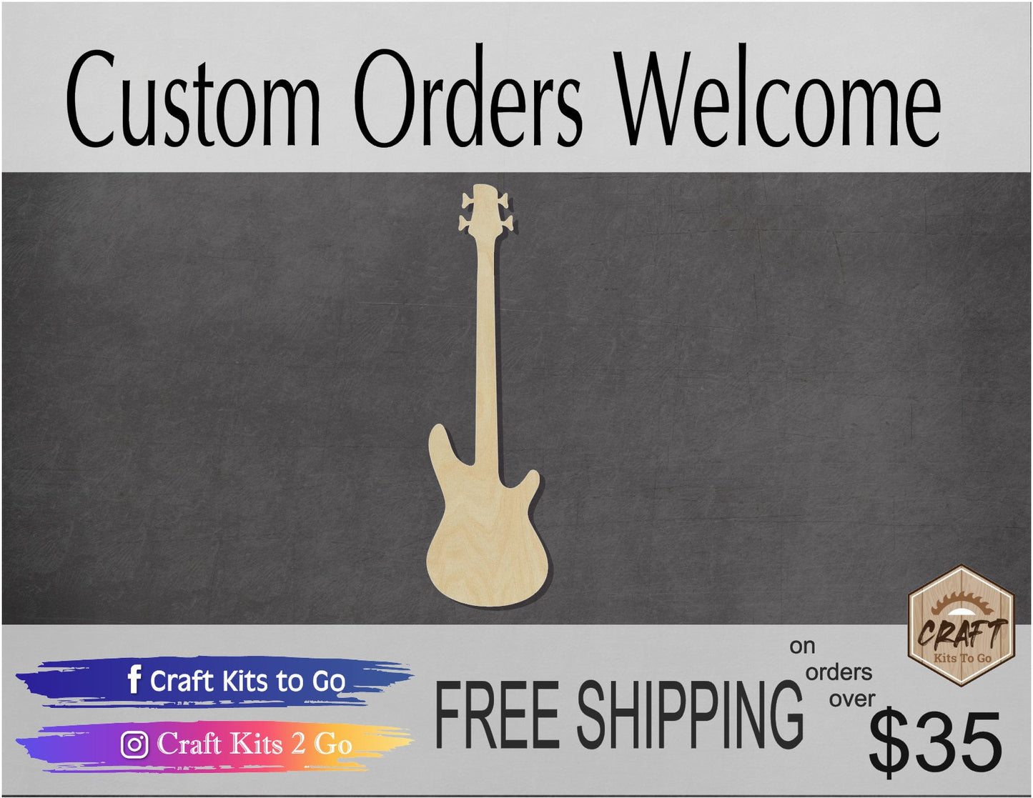 Bass Guitar Music Cutouts wood blanks Band Musician #1191 - Multiple Sizes Available - Unfinished Cutout Shapes