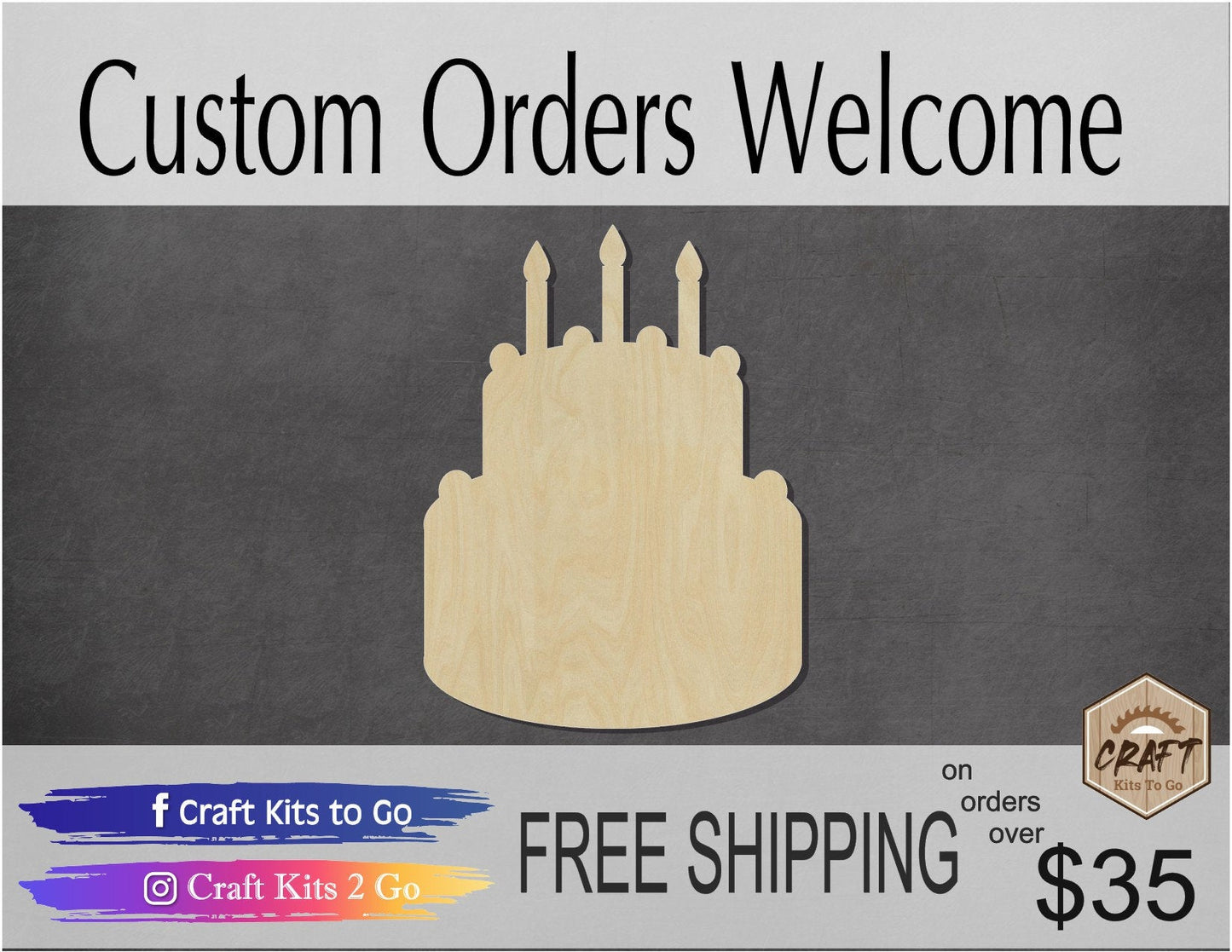 Birthday Cake Cutout wood blanks Celebration Happy Birthday #1193 - Multiple Sizes Available - Unfinished Cutout Shapes