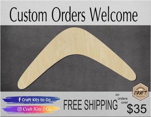 Boomerang Blank DIY Paint Sports Wood Cutouts #1204 - Multiple Sizes Available - Unfinished Cutout Shapes