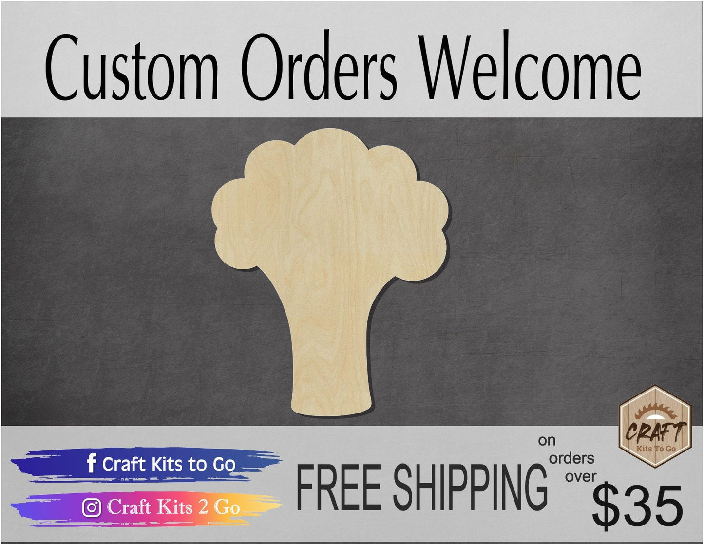 Broccoli Cutout wood blank Kitchen food blank food cutouts #1221 - Multiple Sizes Available - Unfinished Wood Cutout Shapes