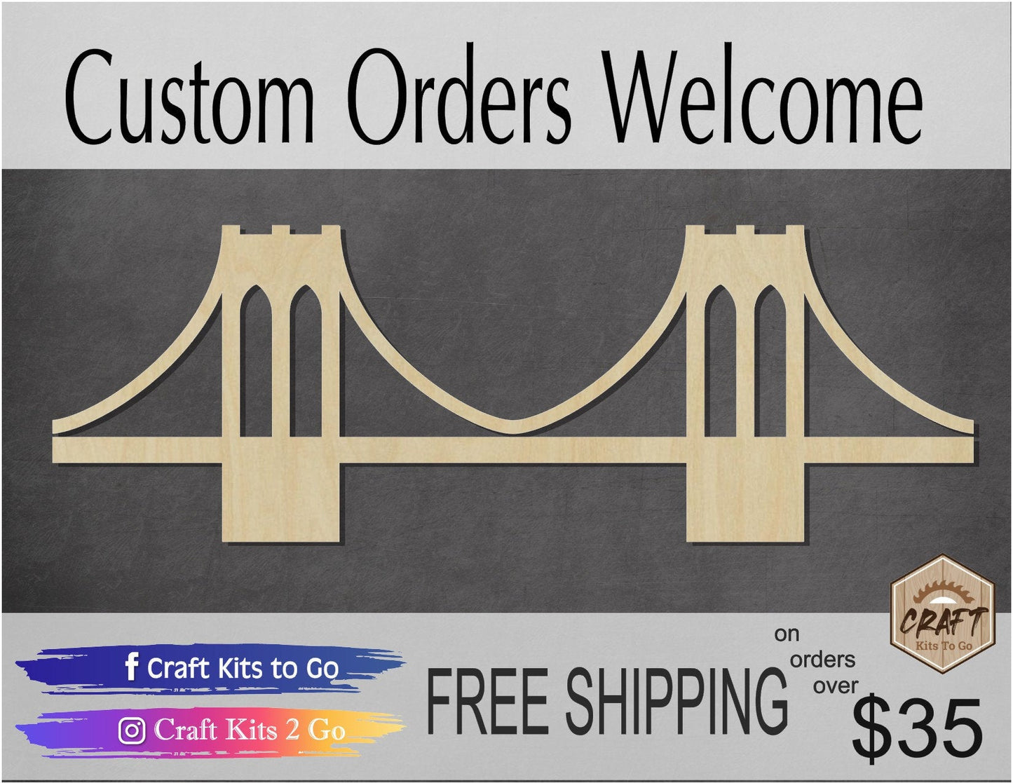 Brooklyn Bridge New York NY City Bridge cutout #1225 - Multiple Sizes Available - Unfinished Wood Cutout Shapes