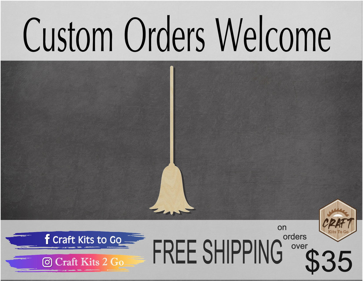 Broom Stick Household cutout kitchen wood cutouts #1226 - Multiple Sizes Available - Unfinished Wood Cutout Shapes