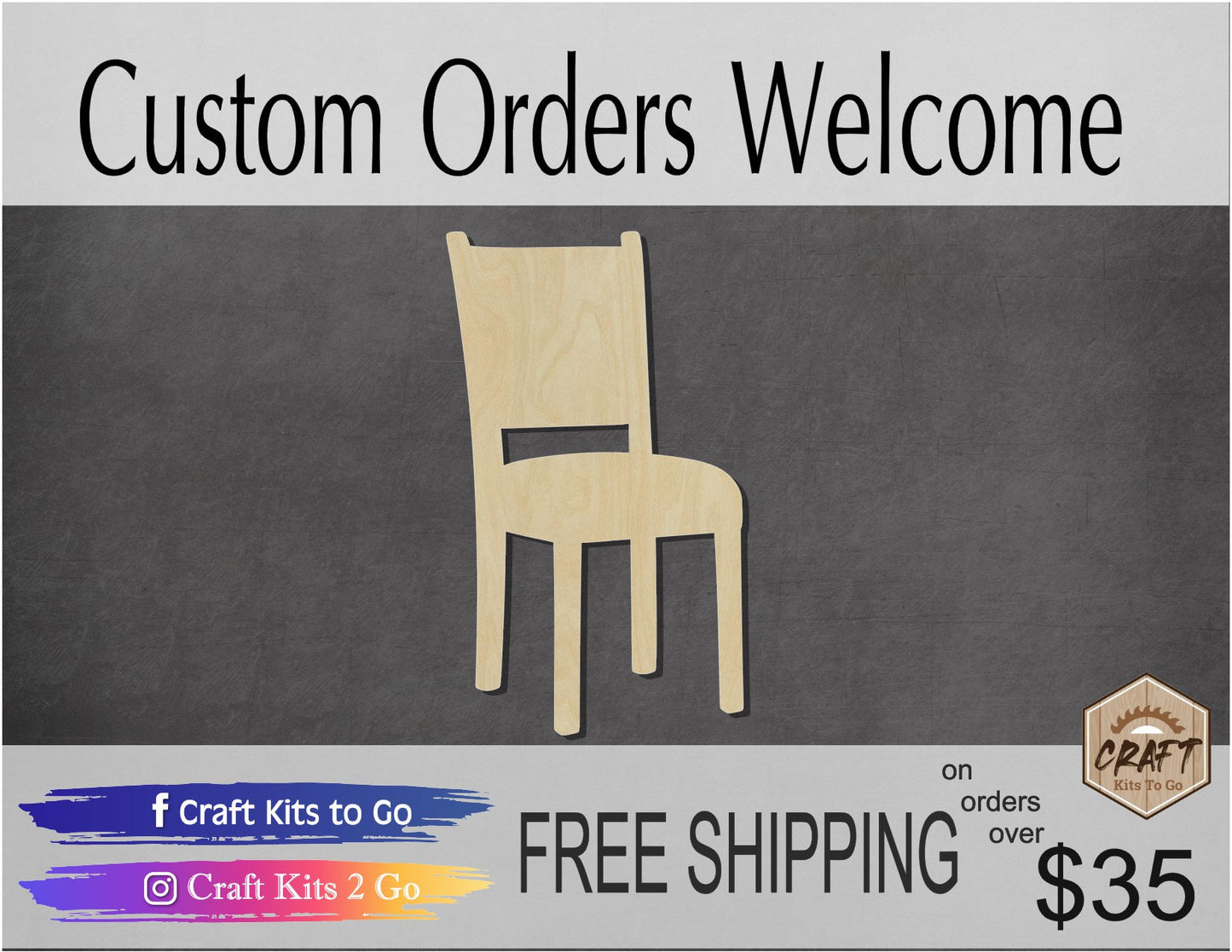 Chair blank wood cutouts DIY Paint, Household Chair #1278 - Multiple Sizes Available - Unfinished Cutout Shapes