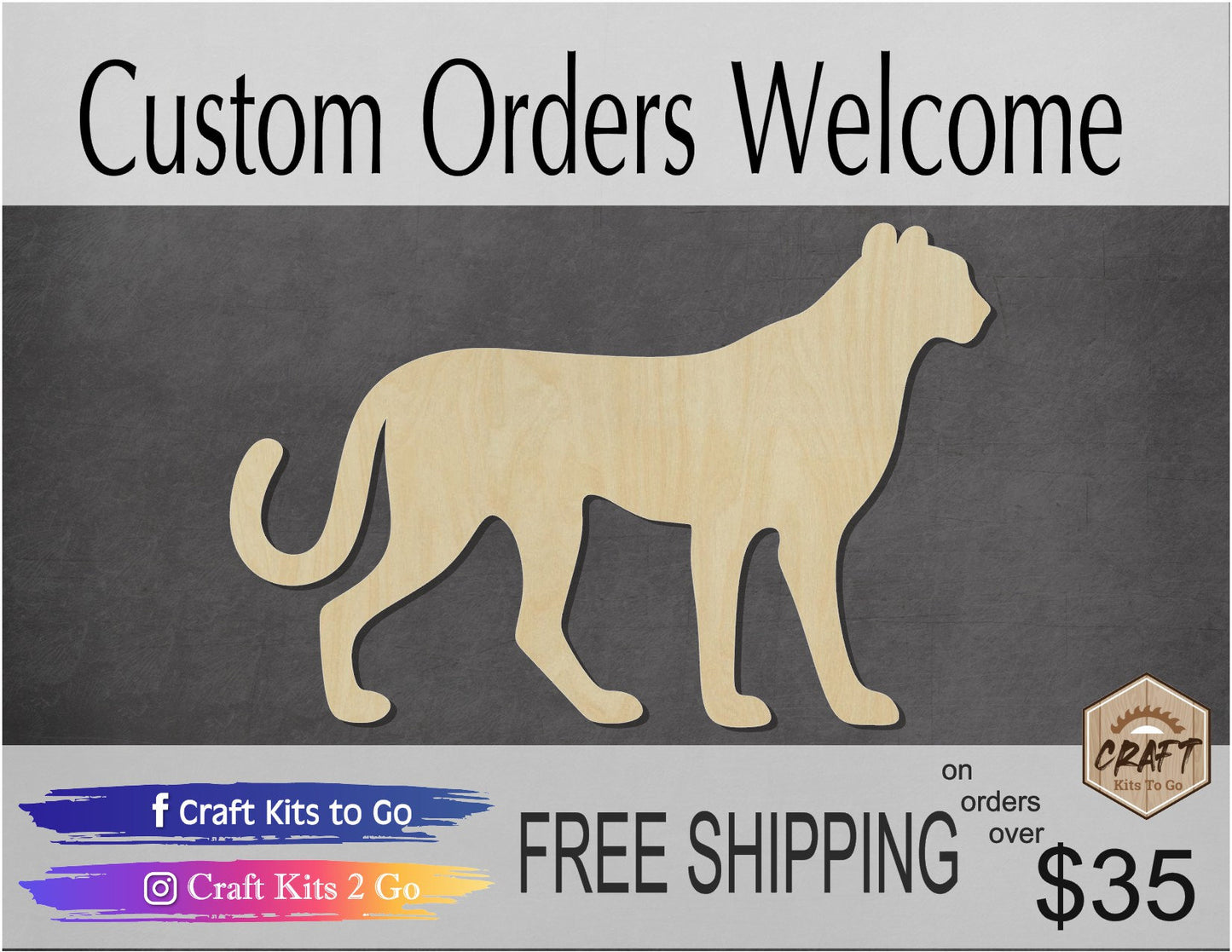Cheetah blank wood cutouts zoo animals animal blanks DIY Paint #1282 - Multiple Sizes Available - Unfinished Cutout Shapes