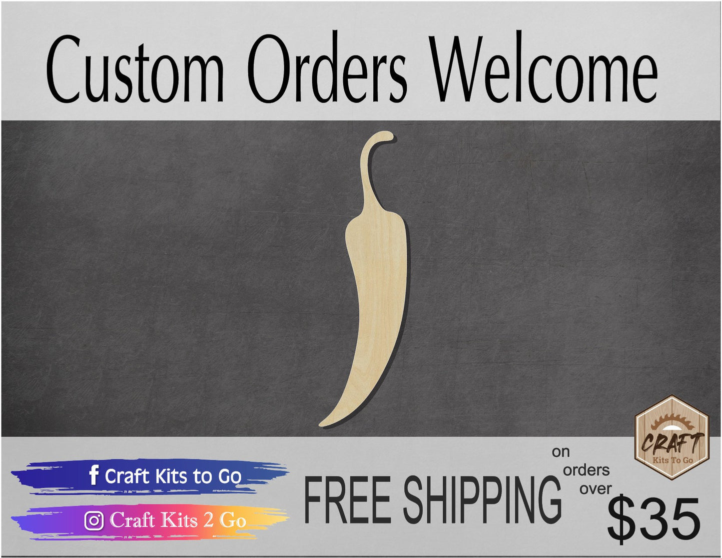 Chili Pepper blank wood cutouts Food Hot DIY Paint Kitchen Garden #1293 - Multiple Sizes Available - Unfinished Cutout Shapes