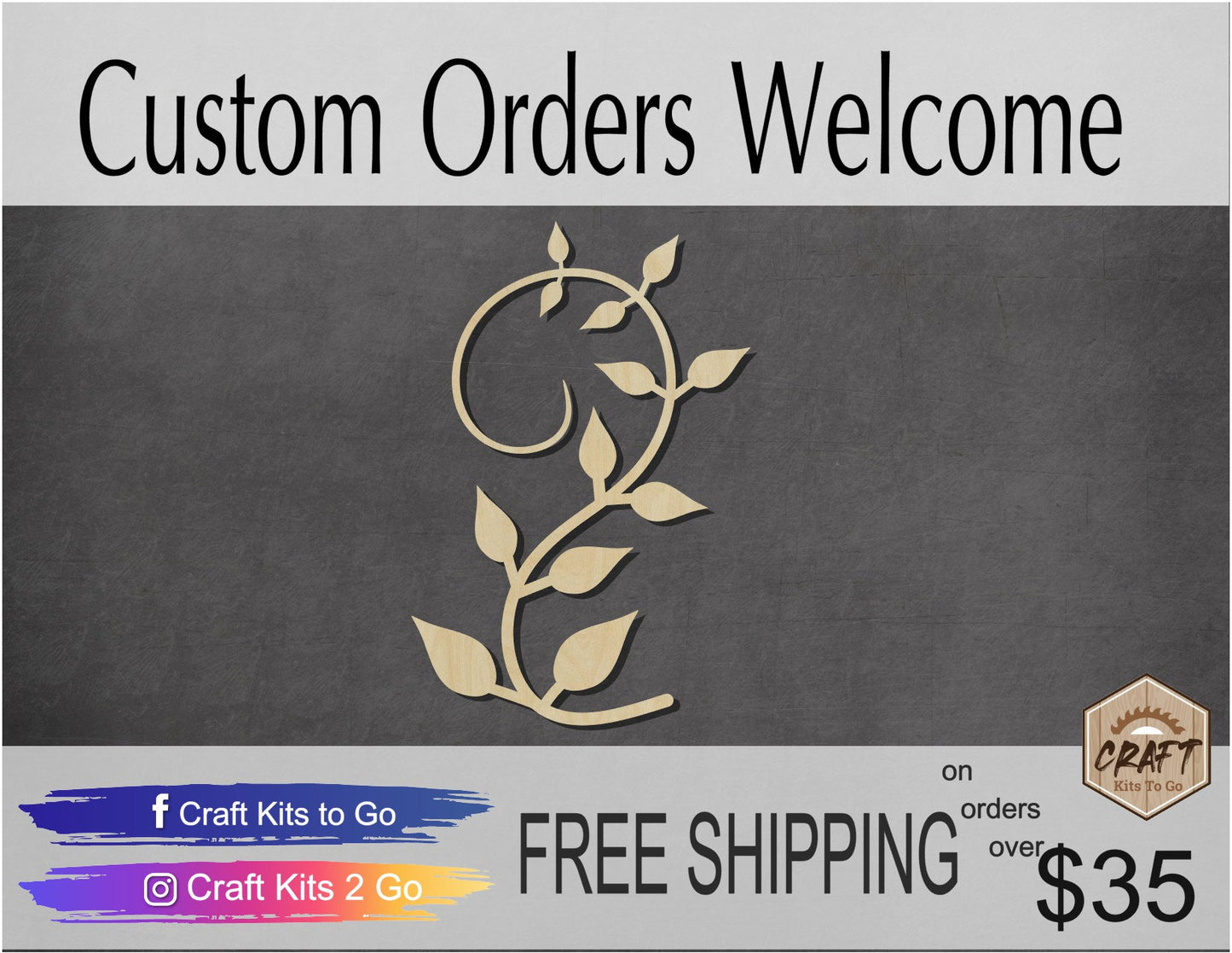 Vine Wood Cutouts blanks DIY Paint Plants Garden Flowers Summer time #2164 - Multiple Sizes Available - Unfinished wood Cutout Shapes