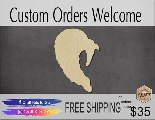 Turkey Head Wood Cutouts Thanksgiving craft dinner paint kit #2143 - Multiple Sizes Available - Unfinished wood Cutout Shapes