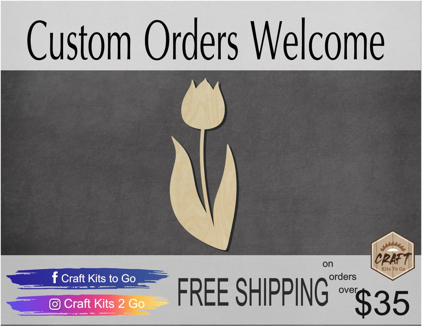 Tulip Wood Cutouts blank garden flowers paint kit DIY #2141 - Multiple Sizes Available - Unfinished wood Cutout Shapes