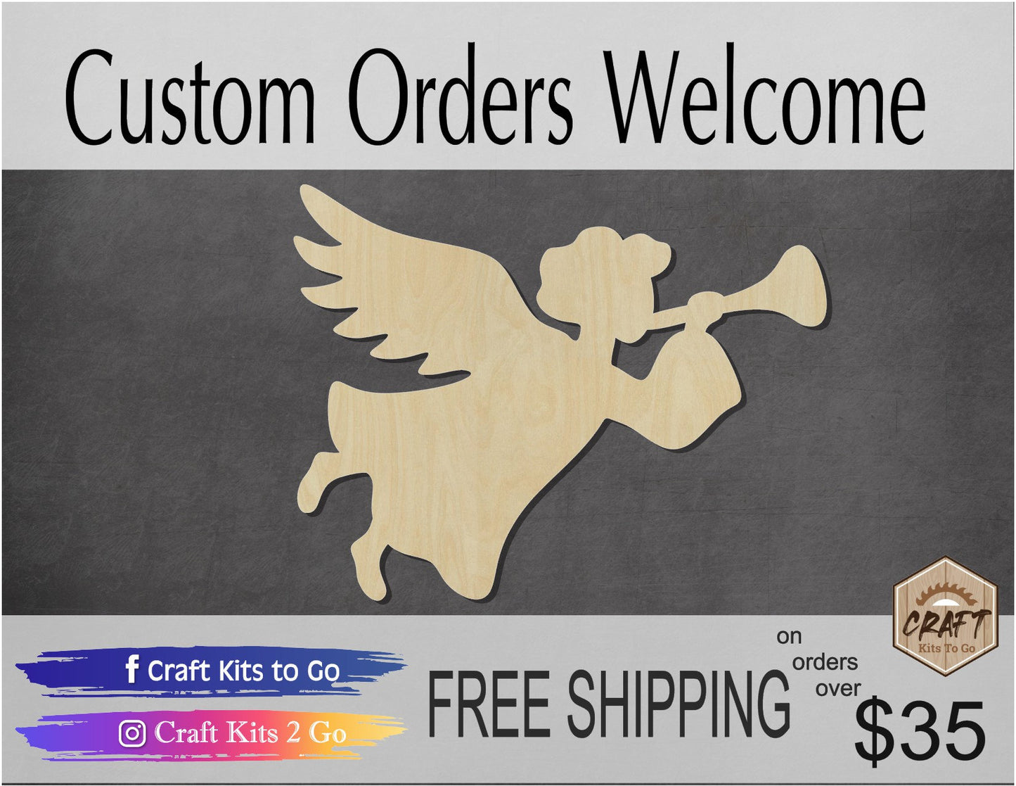Christmas Angel cutout Christmas time Christmas Craft Paint yourself Paint kit #1308 - Multiple Sizes Available - Unfinished Cutout Shapes