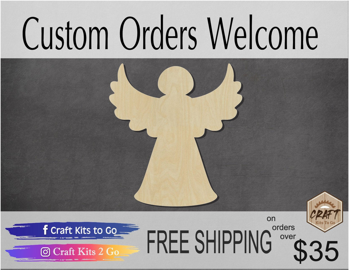 Christmas Angel Christmas time Christmas Craft Paint yourself Paint kit #1314 - Multiple Sizes Available - Unfinished Cutout Shapes