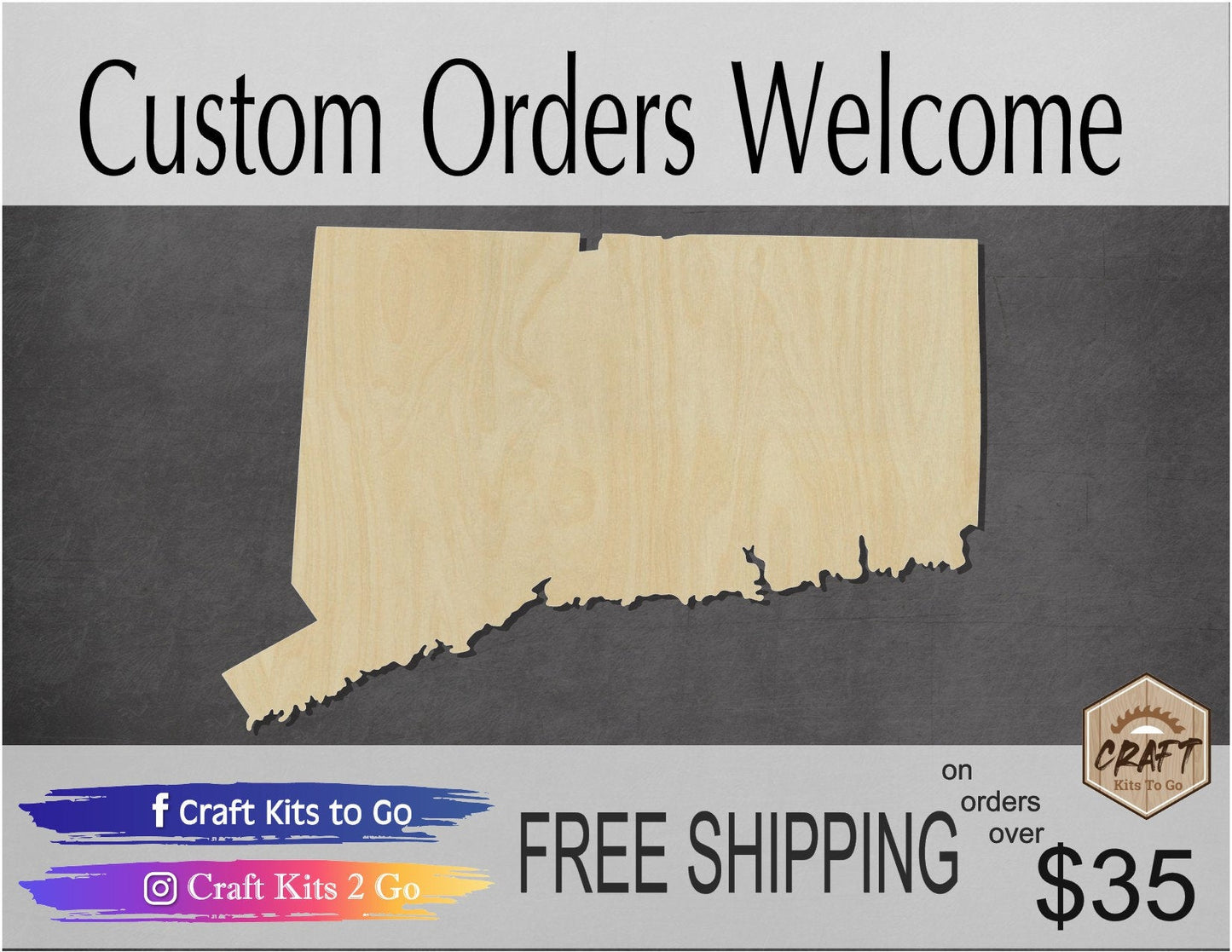 Connecticut State State Pride Paint Kit Paint yourself State cutouts wood blanks #1322 - Multiple Sizes Available - Unfinished Cutout Shapes
