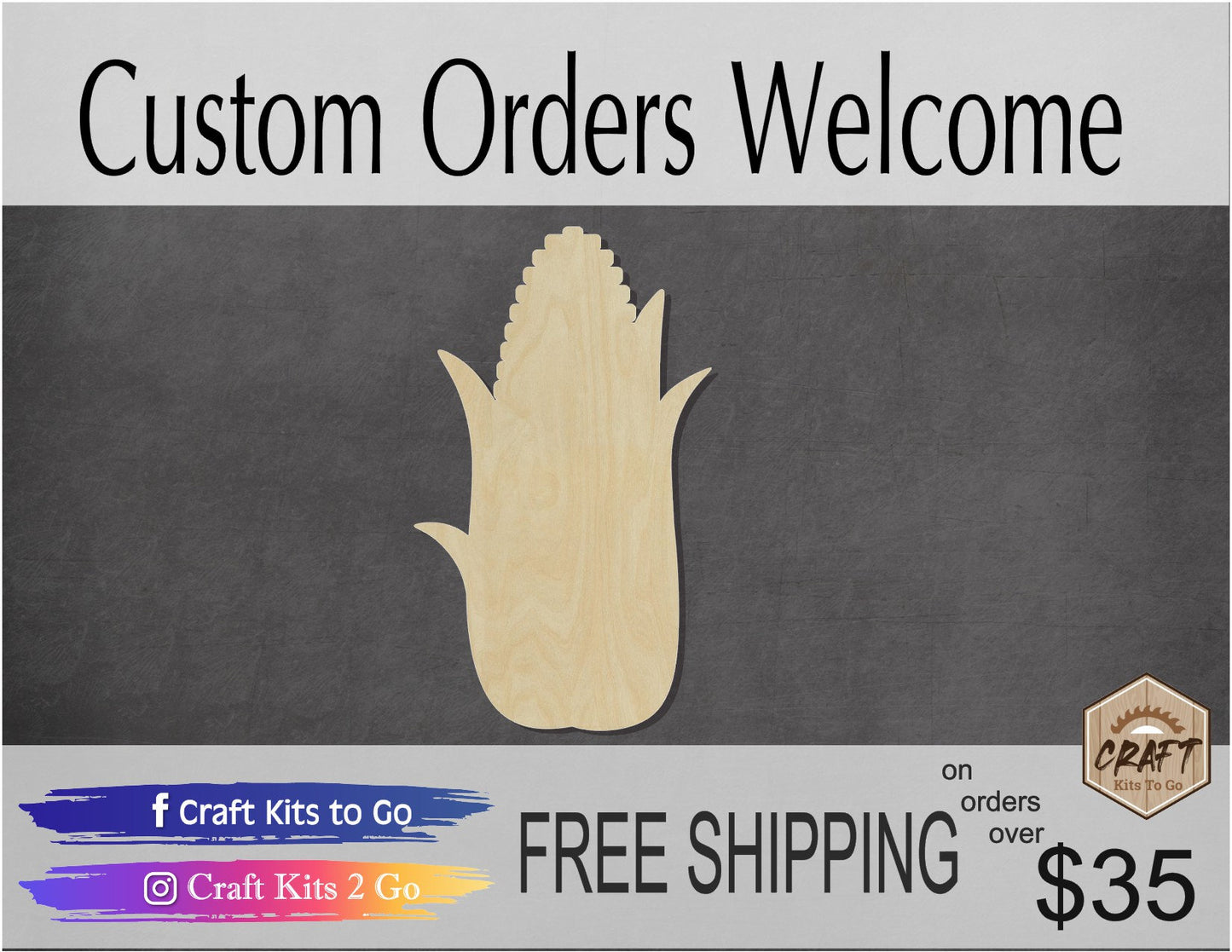 Corn food cutouts wood blanks Kitchen BBQ Friends Paint yourself Paint Kit DIY #1326 - Multiple Sizes Available - Unfinished Cutout Shapes