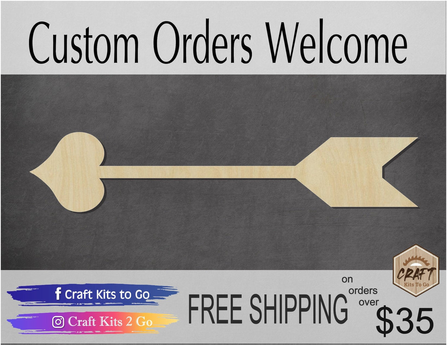 Cupids Arrow Valentine's Day DIY Valentine Craft Paint kit Love #1355 - Multiple Sizes Available - Unfinished Cutout Shapes