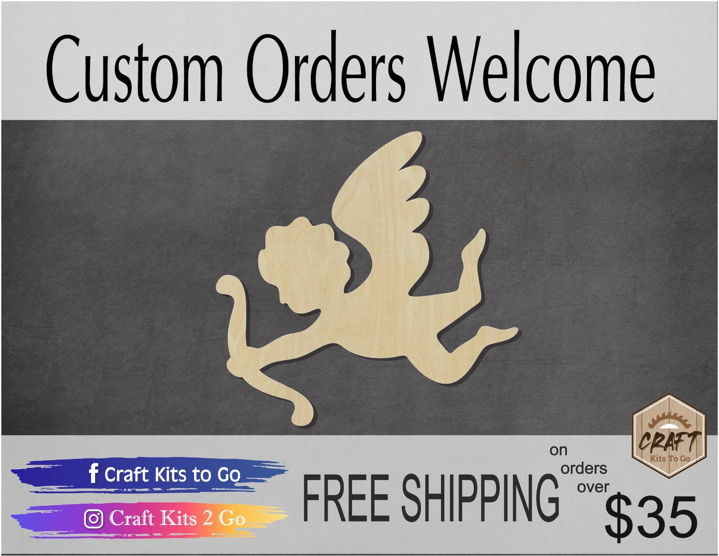 Cupid blank wood cutouts Valentine's Day love Valentine Craft Kids crafts DIY #1356 - Multiple Sizes Available - Unfinished Cutout Shapes