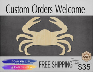 Crab cutout wood blank cutouts sea animals ocean beach DIY paint #1390 - Multiple Sizes Available - Unfinished Cutout Shapes