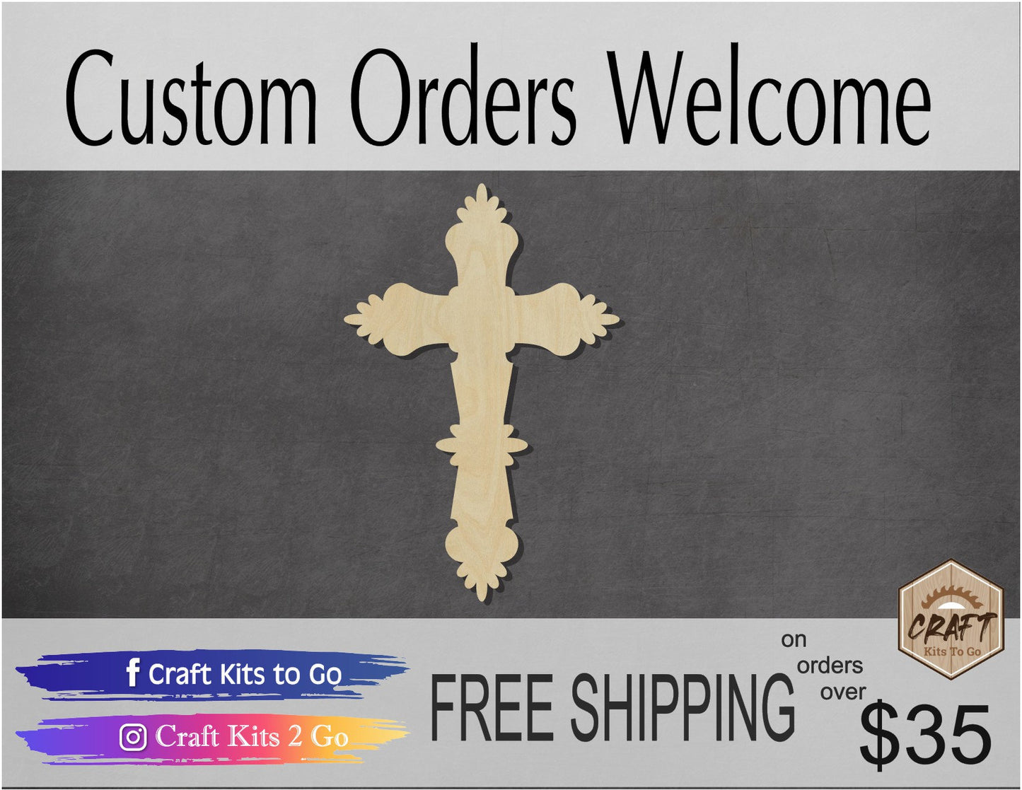 Crucifix wood blank cutouts Religion Church DIY paint kit #1398 - Multiple Sizes Available - Unfinished Cutout Shapes