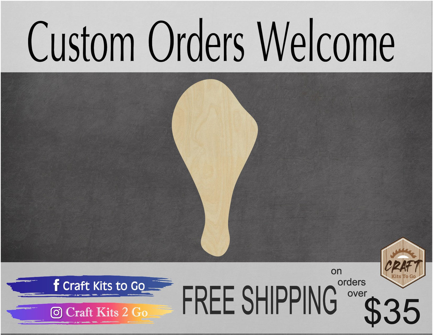 Drumstick Cutout Kitchen Decor Food cutouts Pantry DIY Paint kit #1412 - Multiple Sizes Available - Unfinished Cutout Shapes