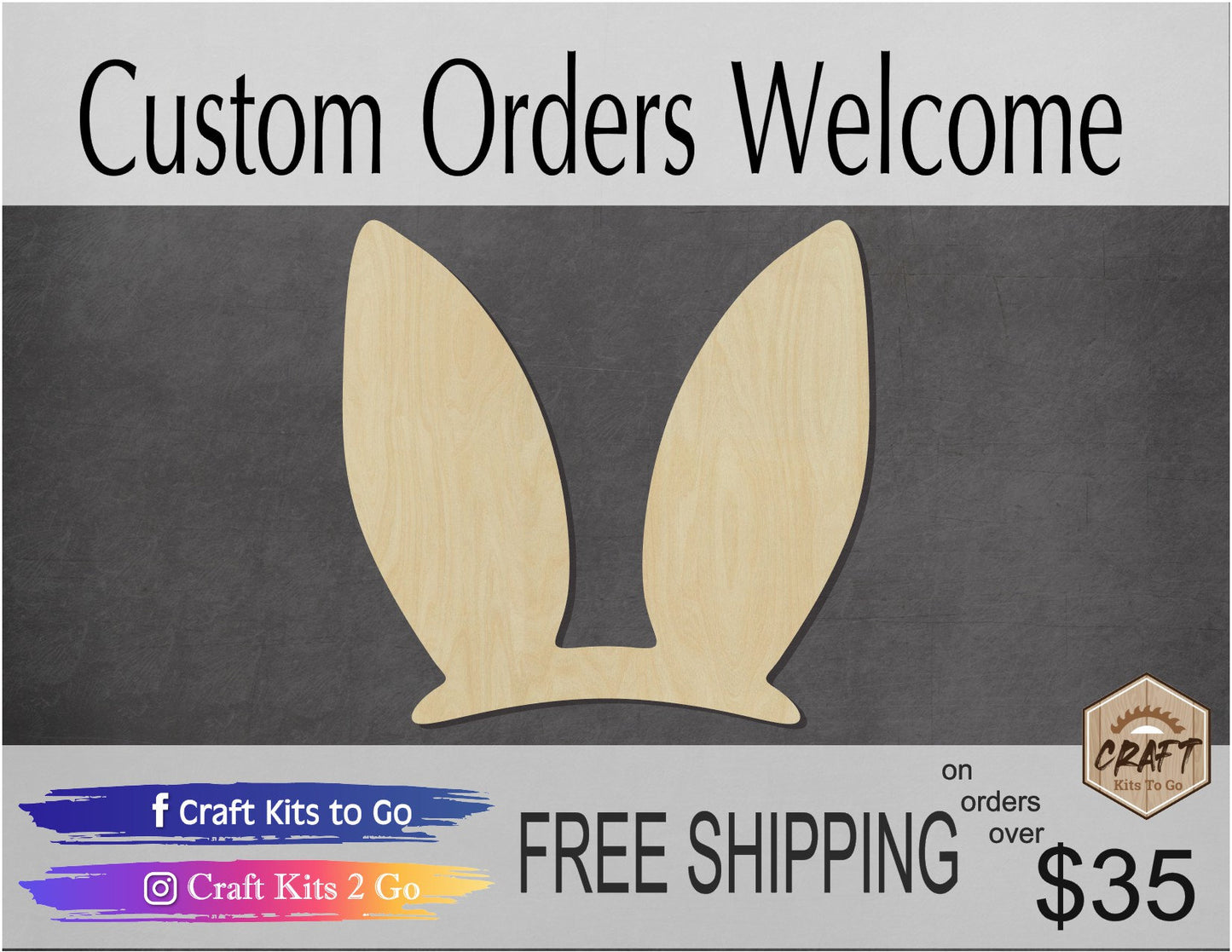 Easter Bunny Ears cutout wood blank cutouts Easter craft Easter Bunny DIY Paint #1422 - Multiple Sizes Available - Unfinished Cutout Shapes