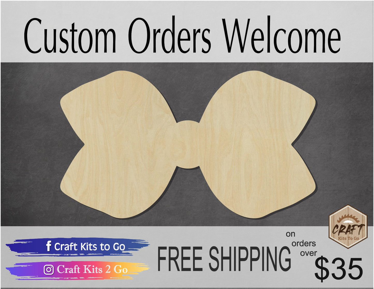 Hair Bow Cutout Wood cutouts Bow DIY paint kit Paint yourself #1569 - Multiple Sizes Available - Unfinished Cutout Shapes