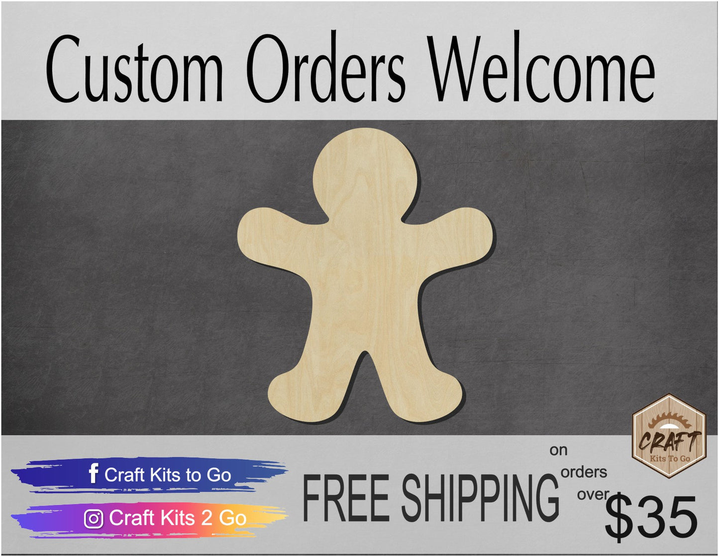 Gingerbread Man wood cutouts Christmas time Christmas cooking gifts DIY #1529 - Multiple Sizes Available - Unfinished Wood Cutout Shapes