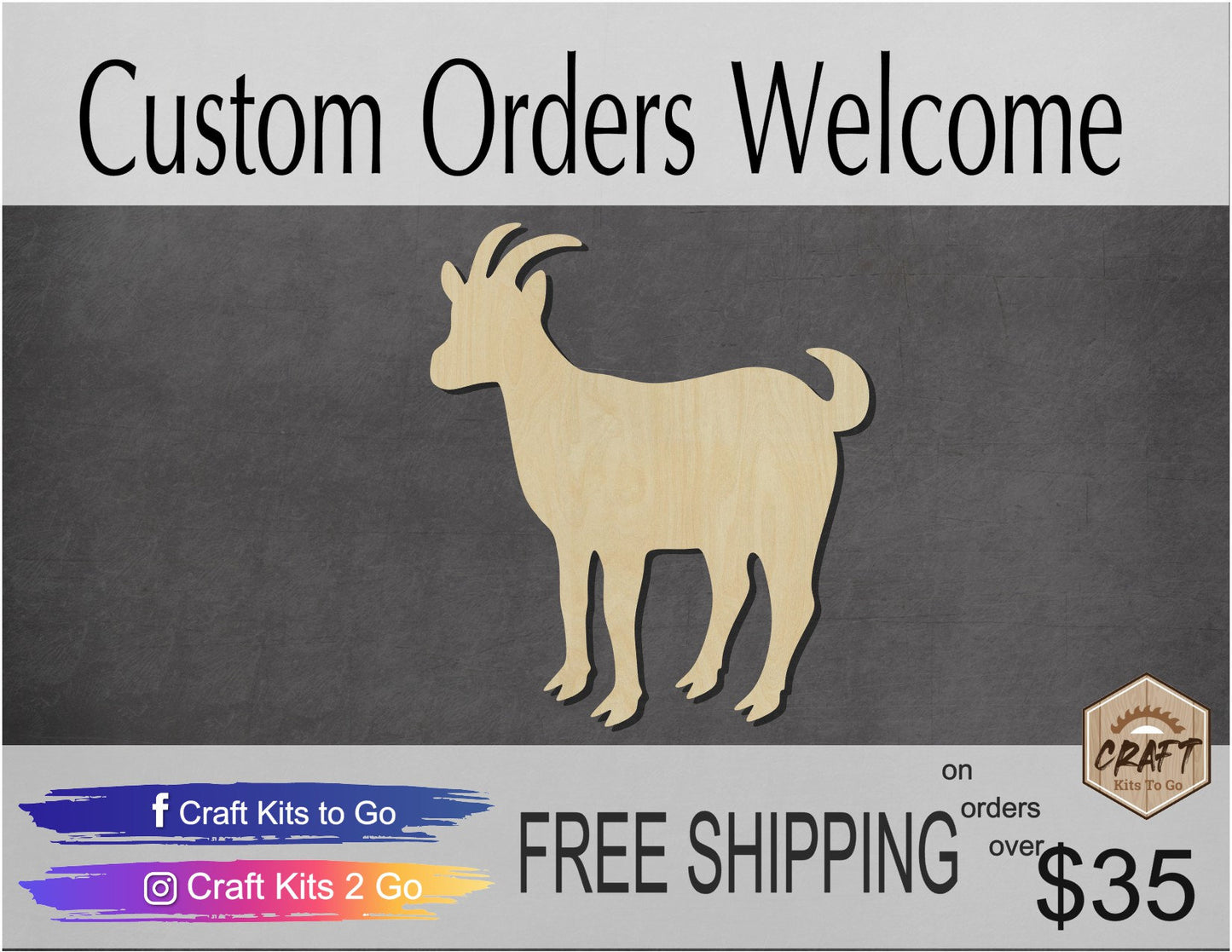 Goat wood cutouts zoo animal cutouts petting zoo DIY Paint kit #1538 - Multiple Sizes Available - Unfinished Wood Cutout Shapes