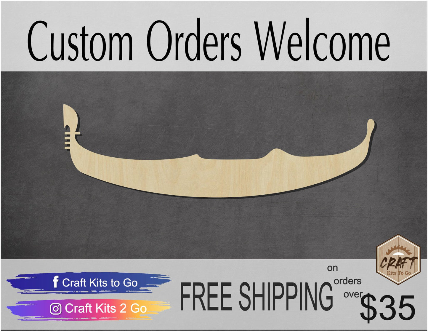 Gondola wood cutouts boat transportation DIY Paint kit #1544 - Multiple Sizes Available - Unfinished wood cutout shapes