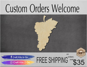 Grapes wood cutout Food Wine Kitchen Decor Grapes on vine DIY Paint kit #1551 - Multiple Sizes Available - Unfinished wood cutouts shapes