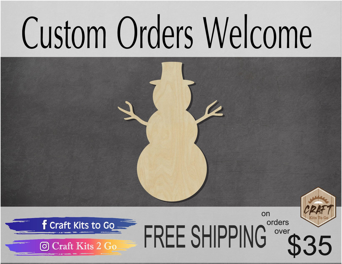 SnowMan Wood cutout Snowing Winter fun DIY paint kit #2028 - Multiple Sizes Available - Unfinished Wood Cutouts Shapes